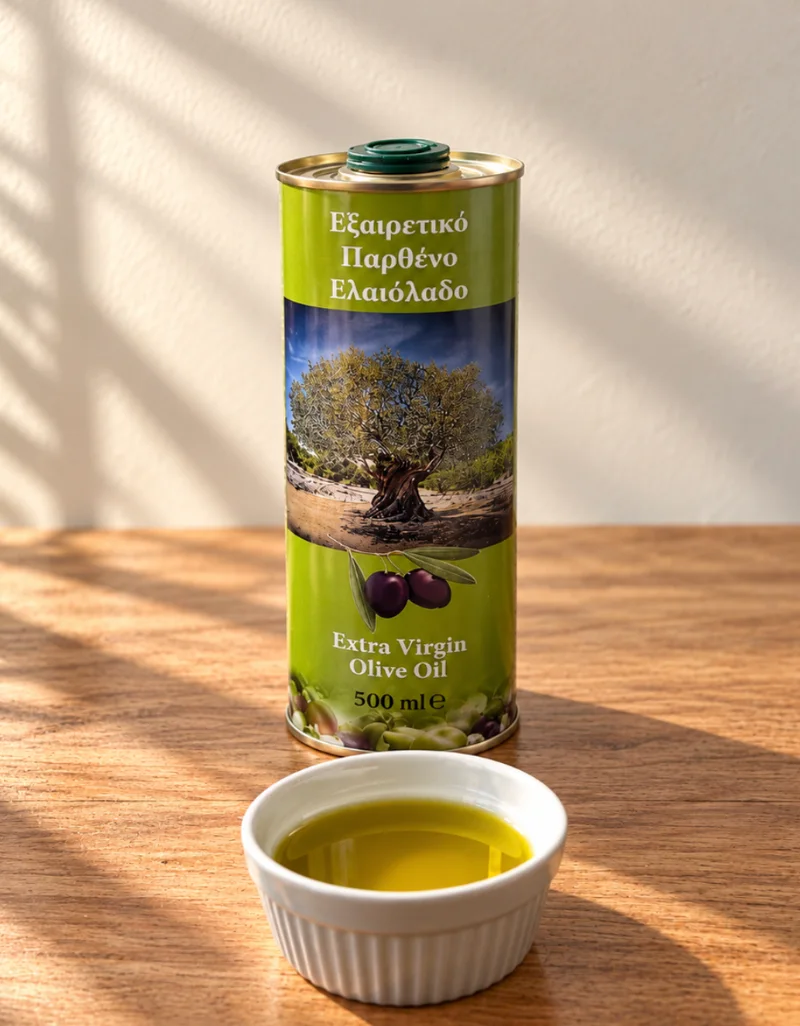 Extra vierge olijfolie in een blik van 500 ml.